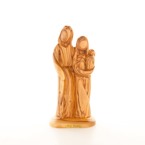 Holy Family olive wood statue hand carved in Bethlehem, 7.7 inch side angle of the olive wood sculpture