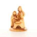 Holy Family olive wood statue hand carved in Bethlehem, 6.1 inch side angle of the olive wood sculpture