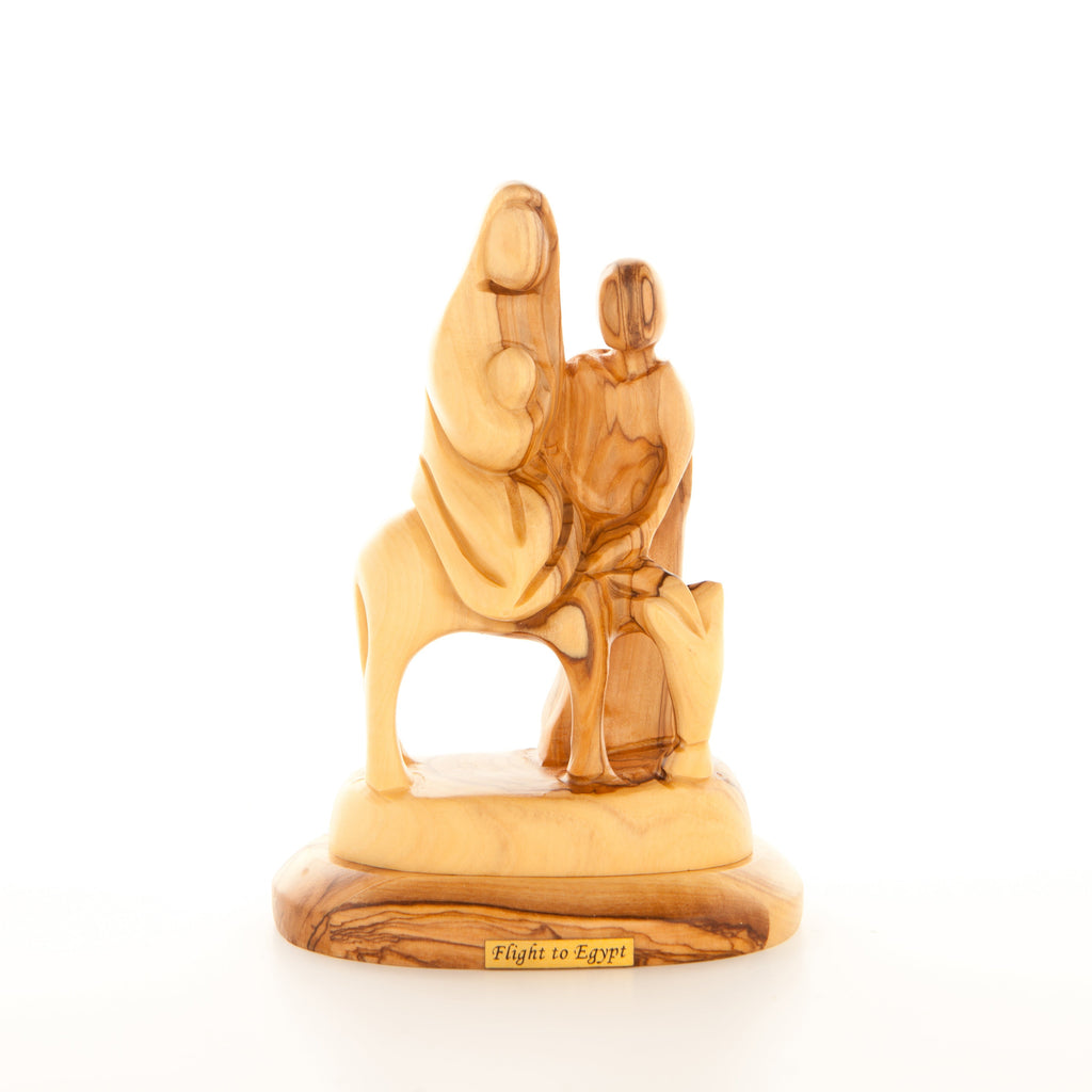 religious olive wood statue hand carved in Bethlehem, 6.3 inch side angle of the olive wood sculpture