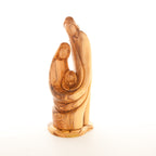 Holy Family olive wood statue hand carved in Bethlehem, 11.8 inch side angle of the olive wood sculpture