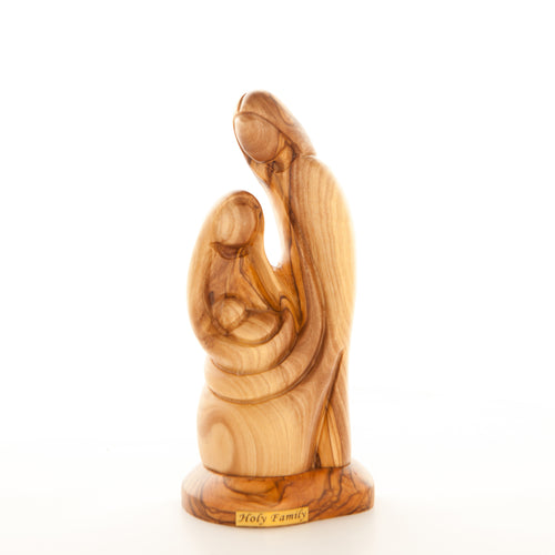 Holy Family olive wood statue hand carved in Bethlehem, 6.7 inch side angle of the olive wood sculpture