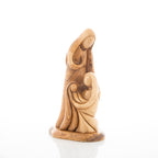 Olive wood nativity scene hand carved in Bethlehem, 10 inch side angle of the olive wood sculpture