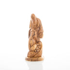 Holy Family olive wood statue hand carved in Bethlehem, 9.8 inch side angle of the olive wood sculpture