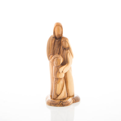 St. Joseph, Virgin Mary with Jesus Christ Wooden Carving, 9.8" (Abstract)