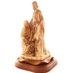 Holy Family olive wood statue hand carved in Bethlehem, 11.5 inch side angle of the olive wood sculpture