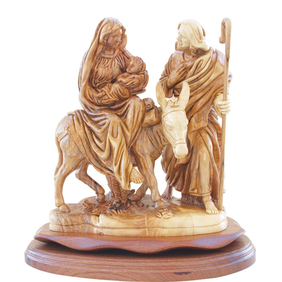 "Flight into Egypt" Hand Carved Statue 12" Tall
