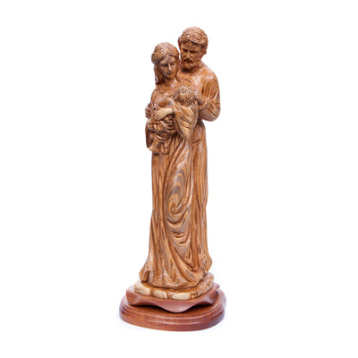 Intimate Olive Wood Holy Family Statue 17.7"