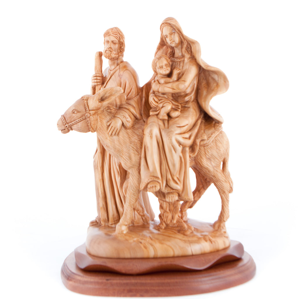 Flight into Egypt, Hand Carved Wood Statue. 13.4"