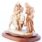 religious olive wood statue hand carved in Bethlehem, 6.7 inch side angle of the olive wood sculpture
