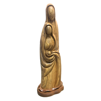 Unique Large Holy Family Statue 40.5", Wooden Church Sculpture ( Abstract)