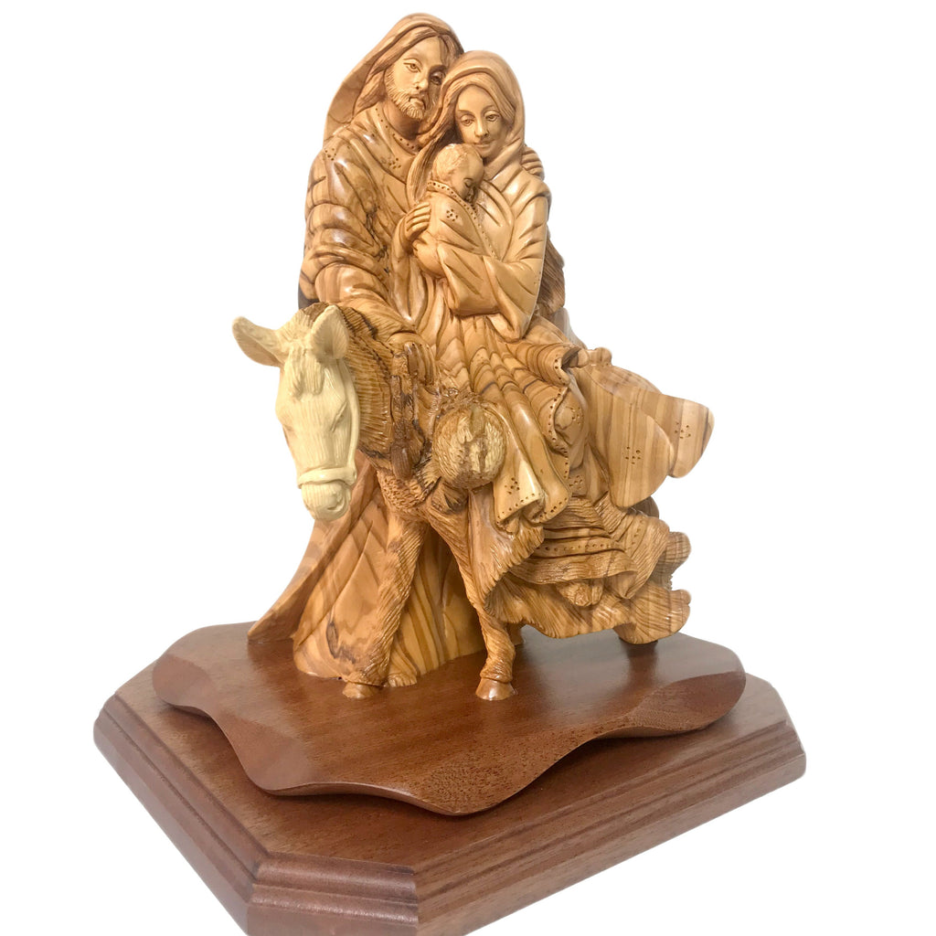 Flight into Egypt, 10.2" Olive Wood Carving from Holy Land
