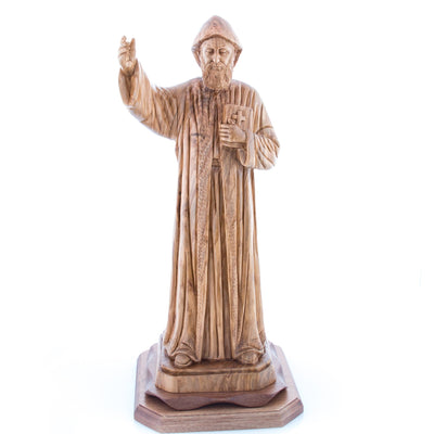 St. Charbel Olive Wood Hand Carved Statue 20.5"