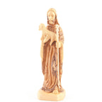 Good Shepherd statue hand carved from Bethlehem olive wood, 10.6 inch side angle of the olive wood sculpture