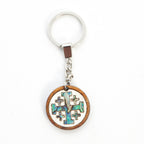 Jerusalem Cross mother of pearl religious gift from Bethlehem, side angle of the olive wood sculpture
