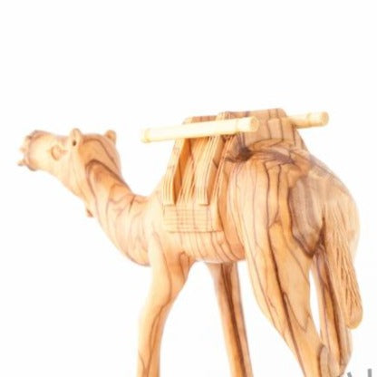 religious olive wood statue hand carved in Bethlehem, 4.7 inch three quarter view of the religious piece
