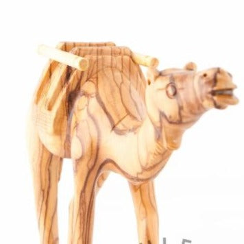 Olive Wood Camel with Harness - Statuettes - Bethlehem Handicrafts