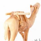 Olive wood nativity scene hand carved in Bethlehem, 5.3 inch three quarter view of the religious piece