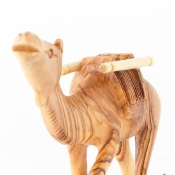 Hand Carved Wood Camel with Harness - Statuettes - Bethlehem Handicrafts