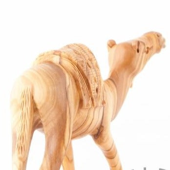 religious olive wood statue hand carved in Bethlehem, 5.9 inch three quarter view of the religious piece