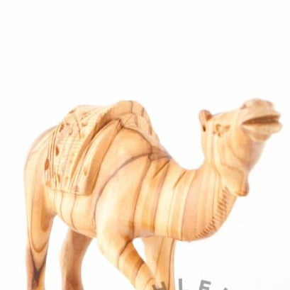 religious olive wood statue hand carved in Bethlehem, 5.9 inch back view of the olive wood sculpture