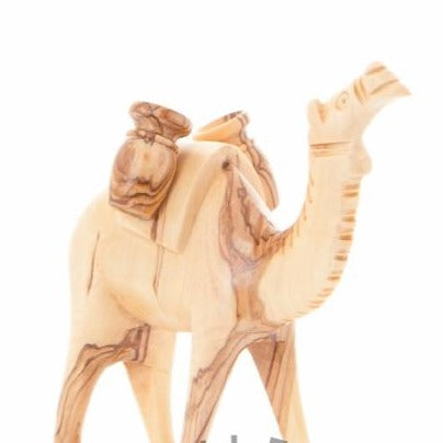 Carved Wooden Camel with Two Water Jars - Statuettes - Bethlehem Handicrafts