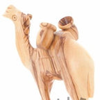 Olive wood nativity scene hand carved in Bethlehem, 4 inch close detail of the hand carved work