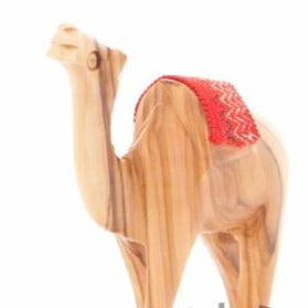 Olive wood nativity scene hand carved in Bethlehem, 4.5 inch top angle showing detail of the craftsmanship