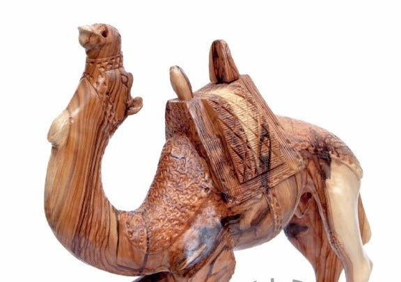 Hand Carved Keeling Camel with Harness - Statuettes - Bethlehem Handicrafts