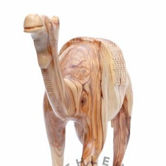 Olive wood nativity scene hand carved in Bethlehem, 13.4 inch side angle of the olive wood sculpture