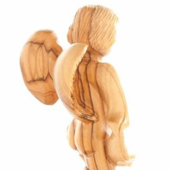 Olive wood nativity scene hand carved in Bethlehem, 7.7 inch close detail of the hand carved work