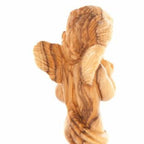 Olive wood nativity scene hand carved in Bethlehem, 6.1 inch back view of the olive wood sculpture