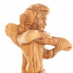 Olive wood nativity scene hand carved in Bethlehem, 6.3 inch close detail of the hand carved work