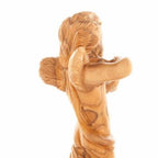 Olive wood nativity scene hand carved in Bethlehem, 6.3 inch back view of the olive wood sculpture