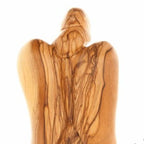 Angel olive wood statue hand carved in Bethlehem, 7.9 inch lifestyle photo on display