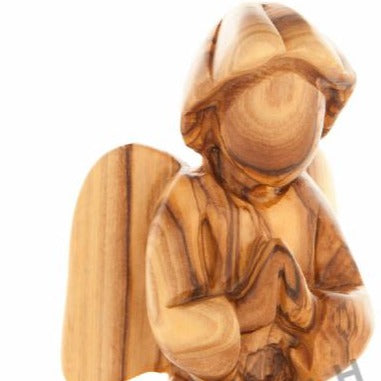 Hand Carved Wood Kneeling Angel - Statuettes - Bethlehem Handicrafts
