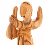 Olive wood nativity scene hand carved in Bethlehem, 5.1 inch three quarter view of the religious piece