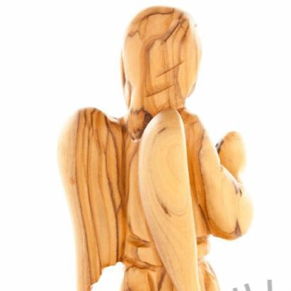 Olive wood nativity scene hand carved in Bethlehem, 7.5 inch close detail of the hand carved work
