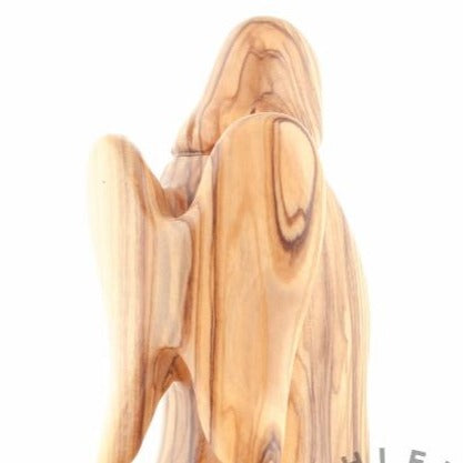 Olive wood nativity scene hand carved in Bethlehem, 6.1 inch close detail of the hand carved work