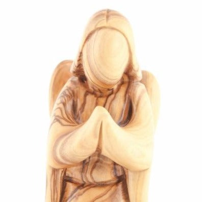 Olive wood nativity scene hand carved in Bethlehem, 6.1 inch back view of the olive wood sculpture