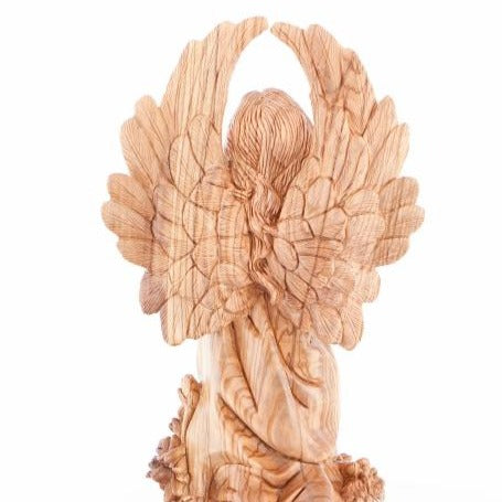 Wood Carved Praying Angel - Statuettes - Bethlehem Handicrafts