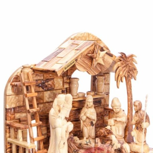Olive Wood Nativity Set with Music Box - Statuettes - Bethlehem Handicrafts