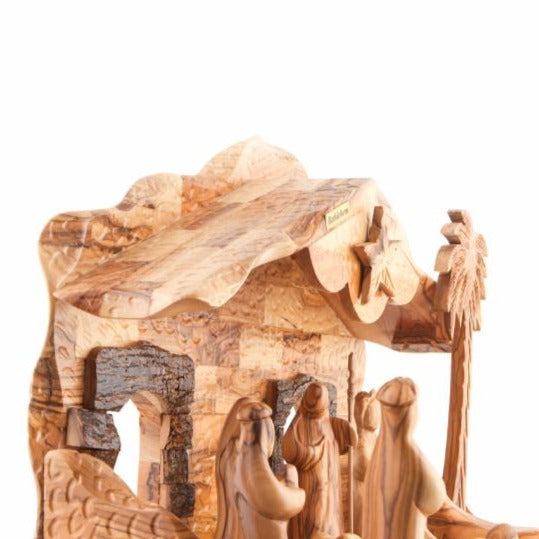 Abstract Hand Made Olive Wood Nativity Set - Statuettes - Bethlehem Handicrafts