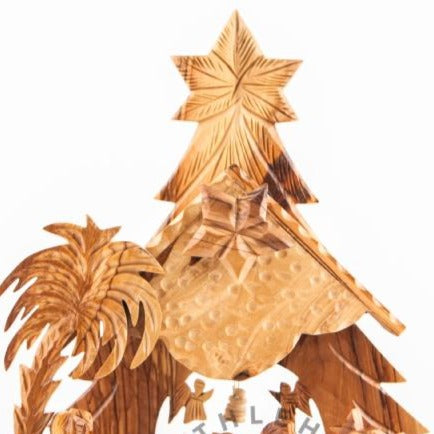 Olive Wood Nativity Set Christmas Tree Large - Statuettes - Bethlehem Handicrafts