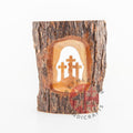 Olive wood Christmas ornament hand carved in Bethlehem, front view of the olive wood masterpiece