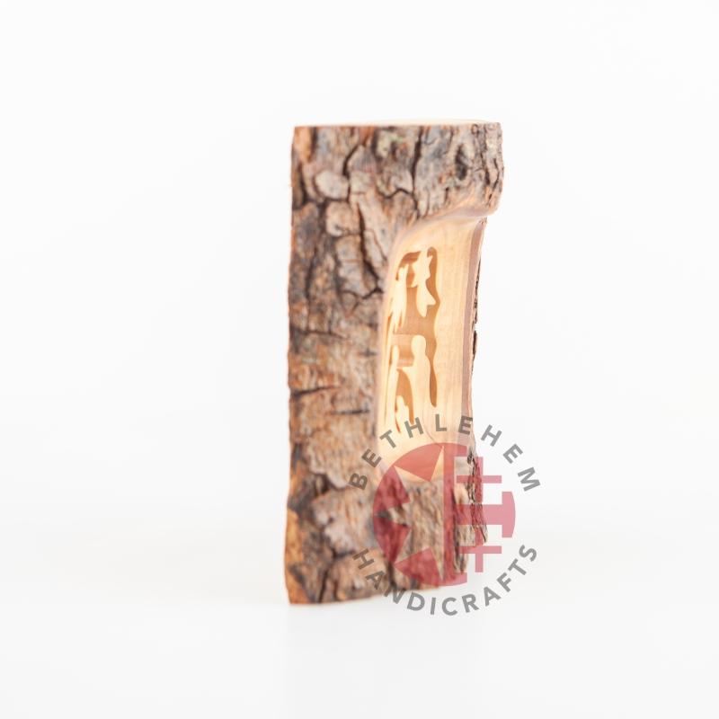 Olive Wood Bark Nativity Scene Ornament - Specialty - Bethlehem Handicrafts
