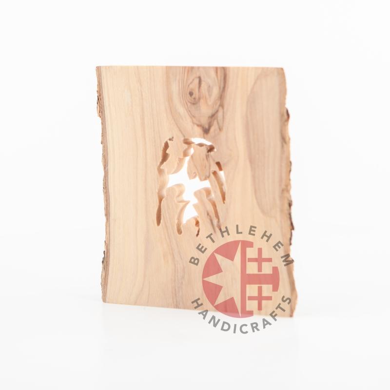 Olive Wood Bark Nativity Scene Ornament - Specialty - Bethlehem Handicrafts