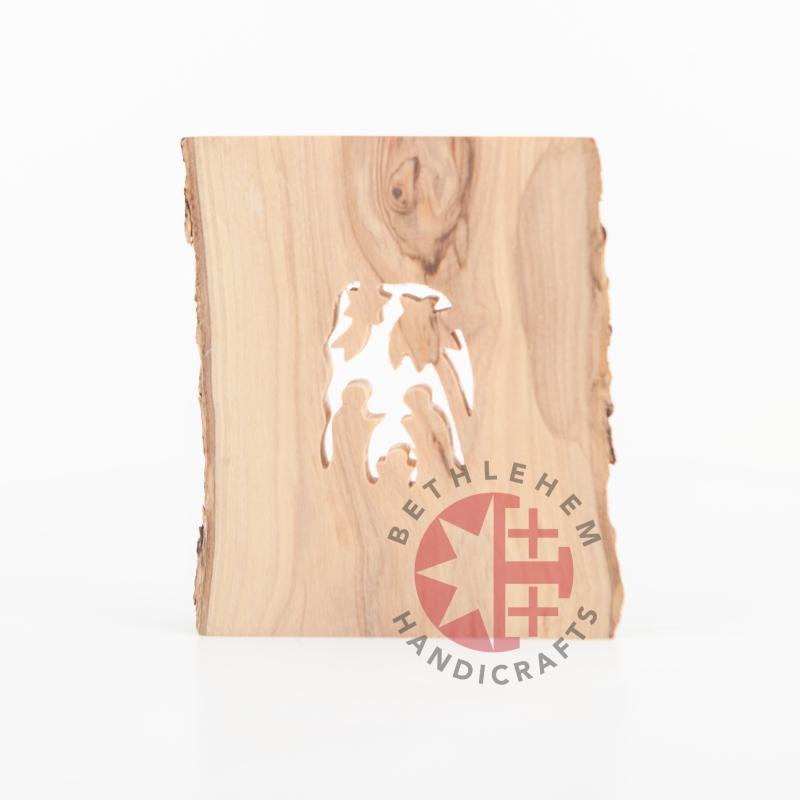 Olive Wood Bark Nativity Scene Ornament - Specialty - Bethlehem Handicrafts