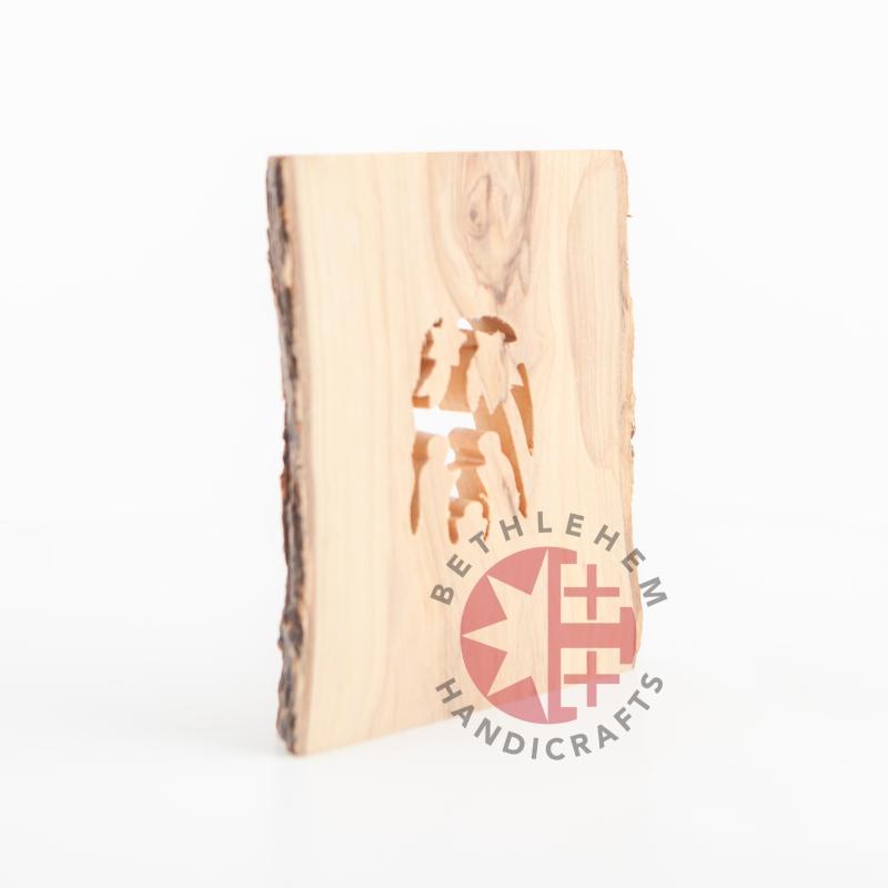 Olive Wood Bark Nativity Scene Ornament - Specialty - Bethlehem Handicrafts