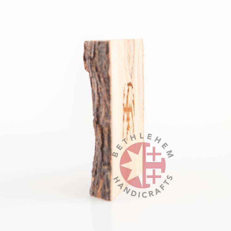 Olive Wood Bark Nativity Scene Ornament - Specialty - Bethlehem Handicrafts