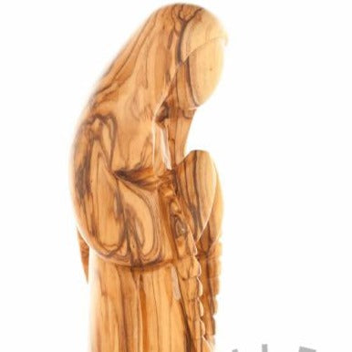 Olive wood rosary hand made in Bethlehem Holy Land, 9.1 inch three quarter view of the religious piece